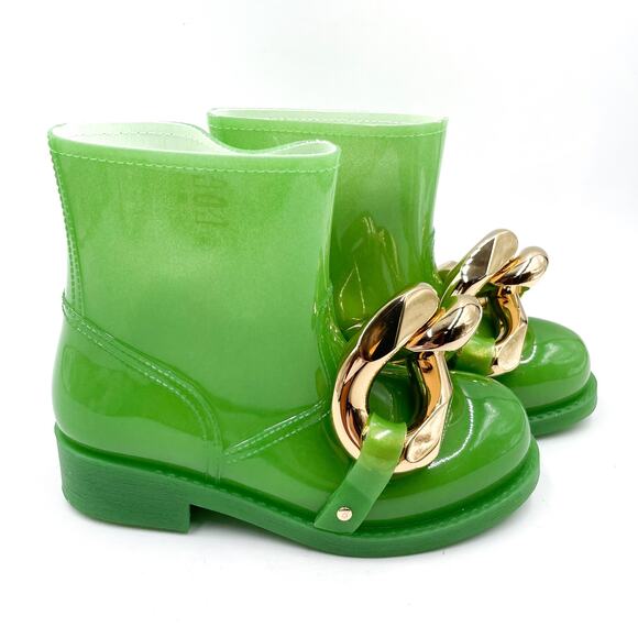 JW Anderson Chain Rain Boots‎ Green Rubber Chunky Gold Ankle Sz 36 / 6 - Picture 5 of 14